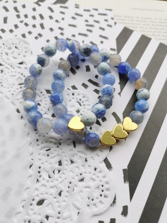Mother and Daughter bracelet. Gemstone set. Agate bracelet. Mommy and me bracelet set. Il_570xn