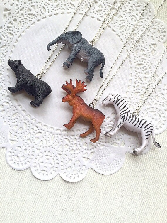 SET of FIVE, Wild Animal necklaes, WILD One birthday party, Zoo animal necklace, Animal jewelry, Safari inspired birthday party, favor. Il_570xn