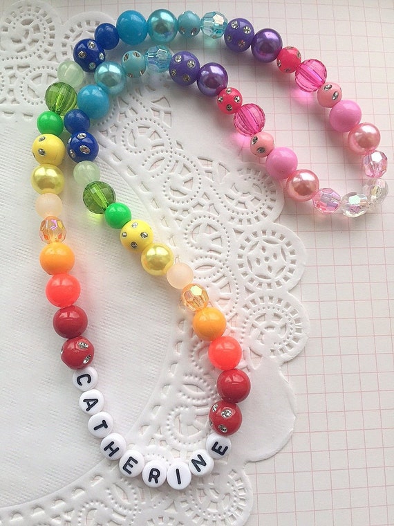 Name necklace personalized necklace rainbow necklace name jewelry personalized jewelry name jewellery kids necklace kids jewelry