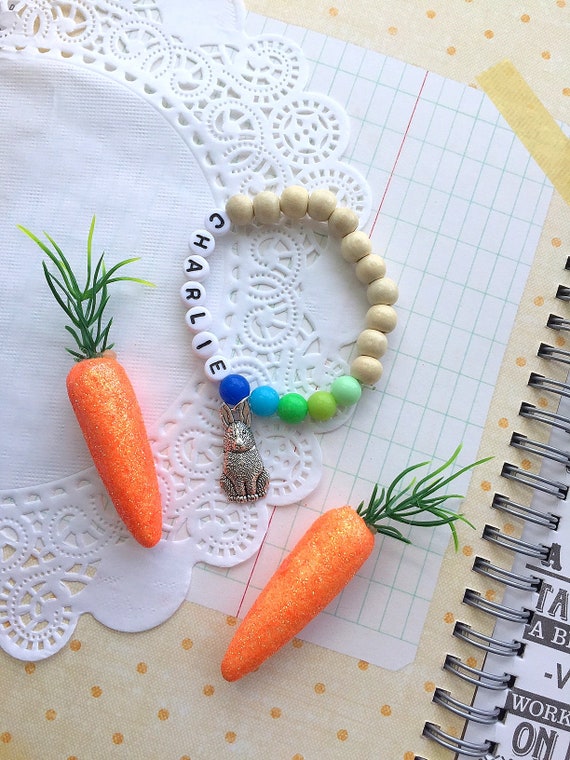 Name Easter bracelet, Easter jewelry, Bunny bracelet, Bunny jewelry, Name bracelet, Name jewelry, personalized bracelet, Easter Bunny. Il_570xn