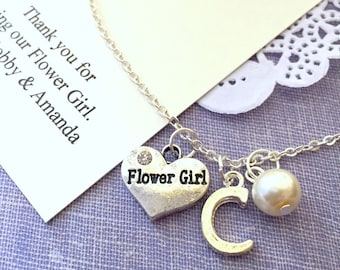 Personalized, flowergirl, flower girl, child, necklace. Comes with personalized card and ORGANZA bag.