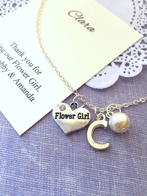 Personalized, flowergirl, flower girl, child, necklace. Comes with personalized card and ORGANZA bag. Il_570xn