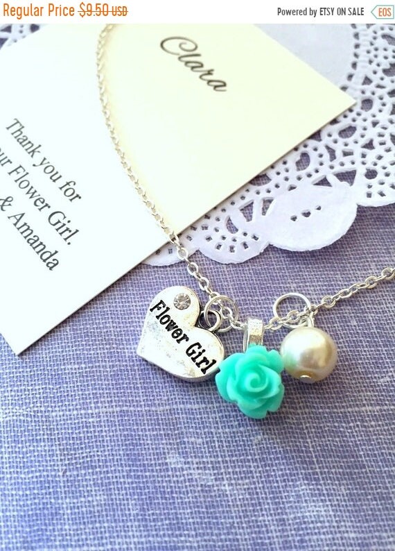 End of Year SALE Rose, flowergirl, flower girl, child, necklace. Comes with personalized card and JEWELRY Box. Il_570xn