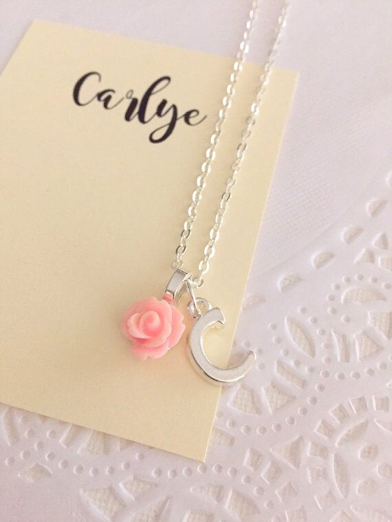 BIRTHDAY necklace kids jewelry kids rose necklace children jewelry. Free personalized card and organza bag