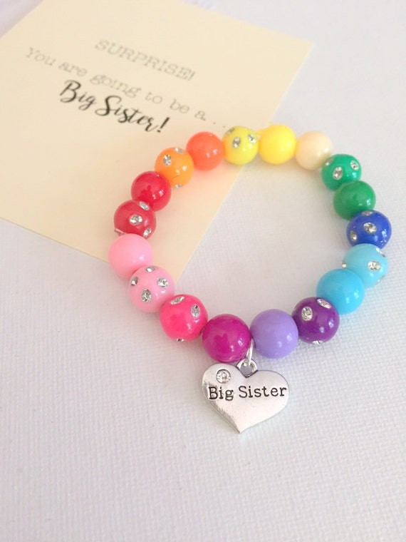 Big Sister bracelet, big sister jewelry, big sister jewellery, rainbow bracelet, rainbow jewelry, Comes with Fun card. Il_570xn