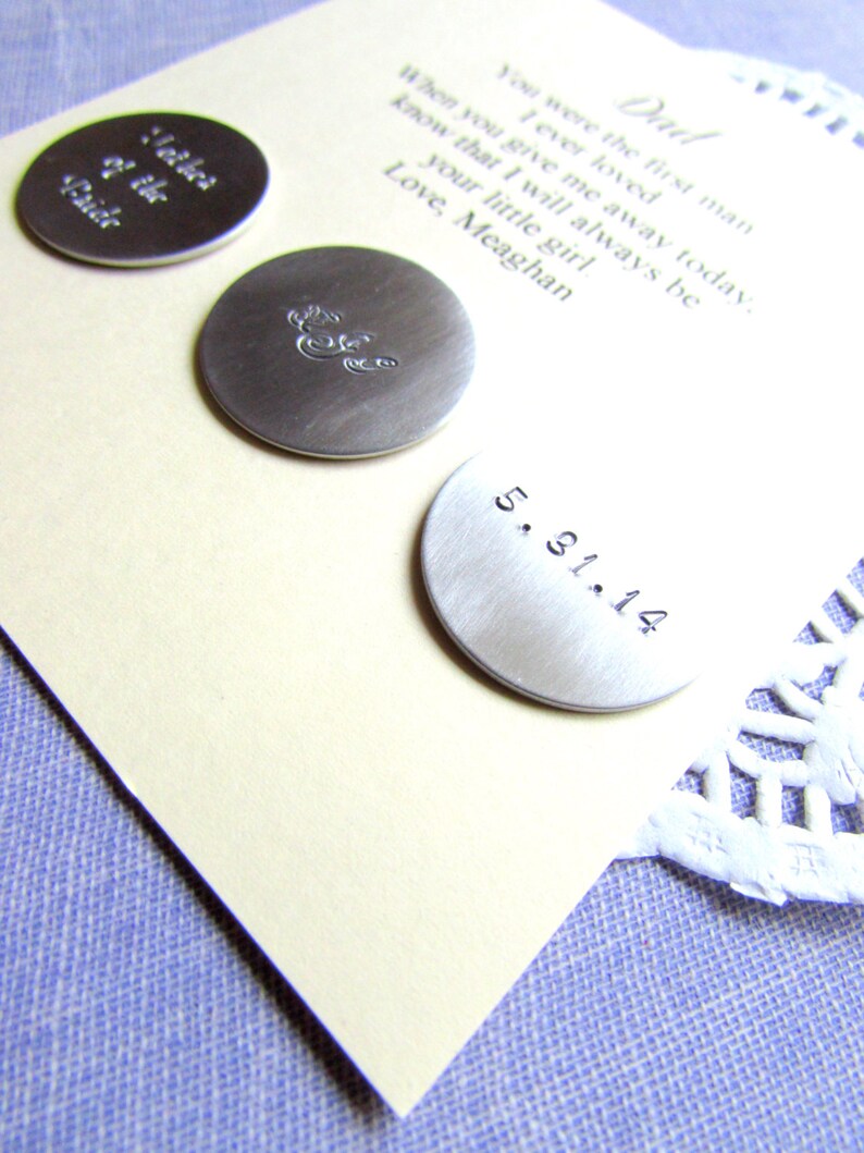 Father of the Bride gift, Golf ball markers. Set of THREE. Includes FREE personalized notecard, organza bag. image 4