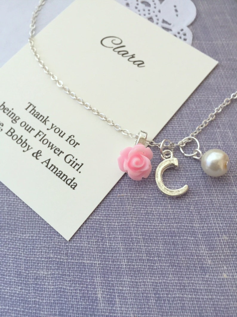 Rose necklace flower girl necklace childrens jewelry flower Etsy