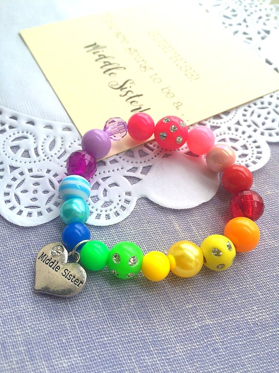 Middle Sister bracelet, middle sister jewelry, mismatched beads, middle sister jewellery, rainbow bracelet, rainbow jewelry, Il_570xn