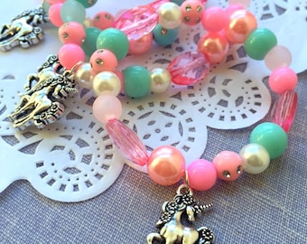 Unicorn kids birthday party favor, unicorn jewelry, kids jewelry, SET of TEN.