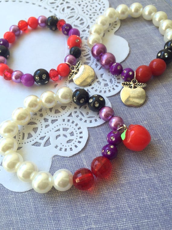 Apple bracelet, Descendants inspired jewelry, birthday party, kids birthday, apple jewelry. SET of TEN. Il_570xn