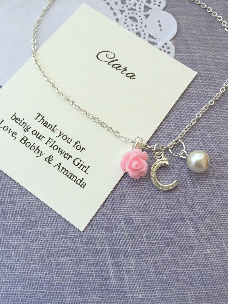 Pretty Rose Necklace Flower Girl Jewelry Flower Girl Rose Etsy
