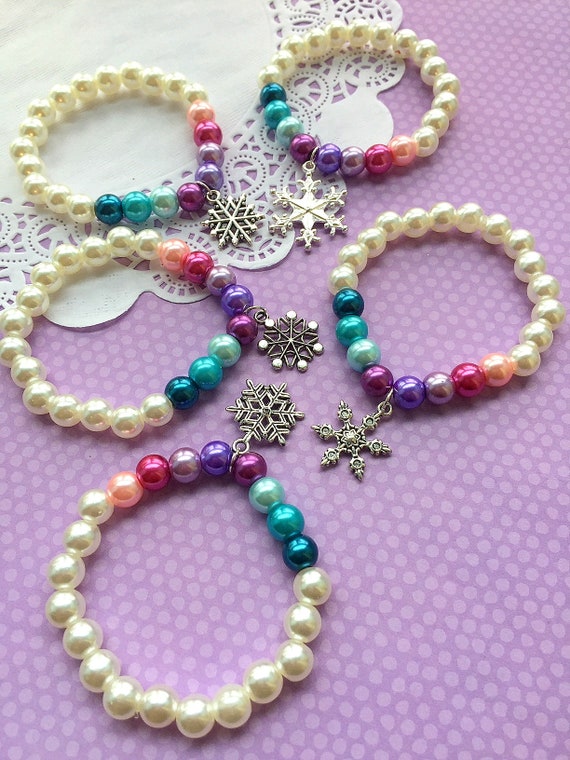 Sampler SET of TEN, Frozen inspired bracelet favor, frozen inspired birthday party, winter wonderland, snowflake bracelet, snowflake favor. Il_570xn
