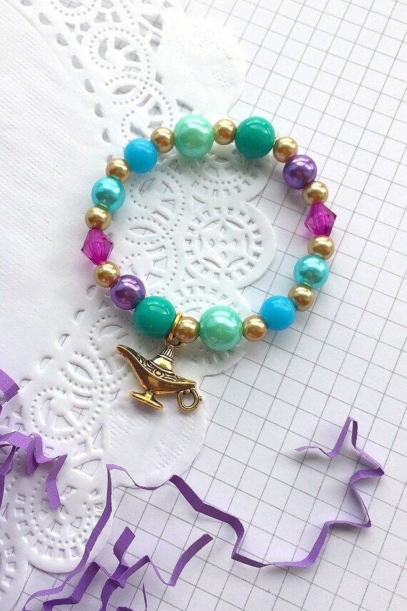 SET of TEN, Aladdin inspired party favor, kids birthday party, Jasmine inspired birthday party favor, lamp bracelet, bracelet favor. Il_570xn