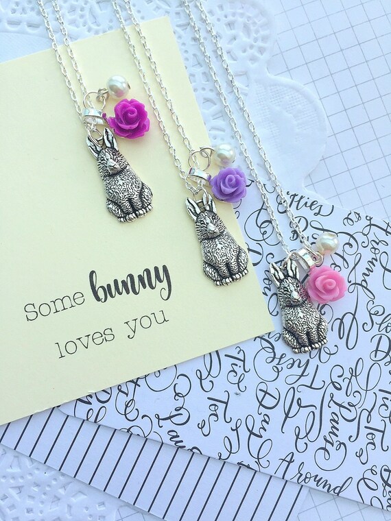 Easter necklace, bunny necklace, easter jewelry, rabbit necklace, bunny jewelry, kids necklace, kids jewelry, ONE (1) necklace Il_570xn
