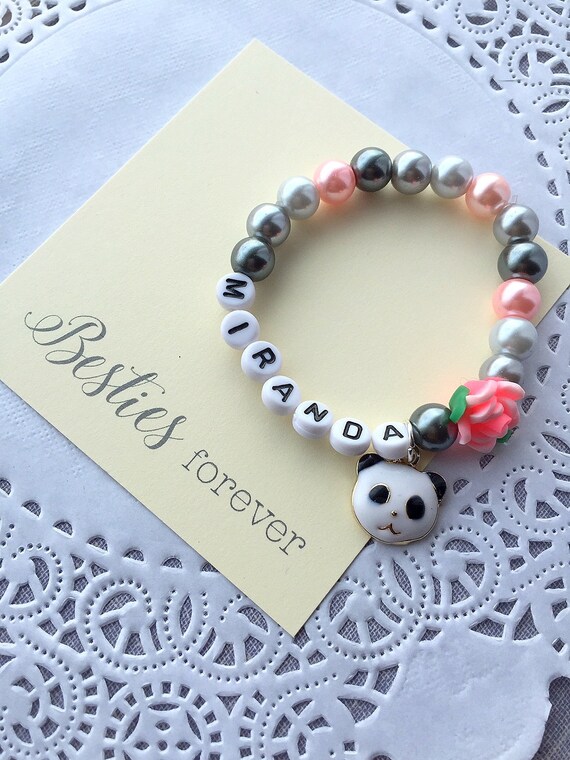 Panda bracelet, Panda jewelry, name bracelet, name jewelry, besties bracelet, kids bracelet, kids pearl bracelet. Il_570xn