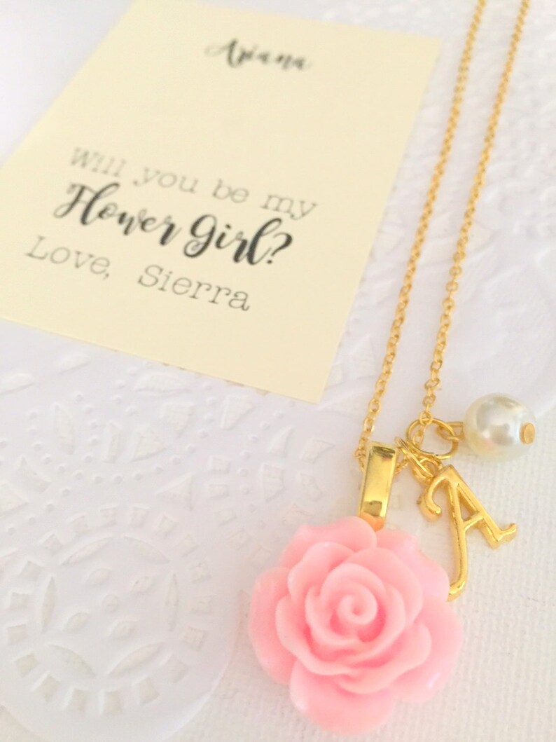 Gold Plated Flower Girl Rose Necklace Flower Girl Jewelry Etsy