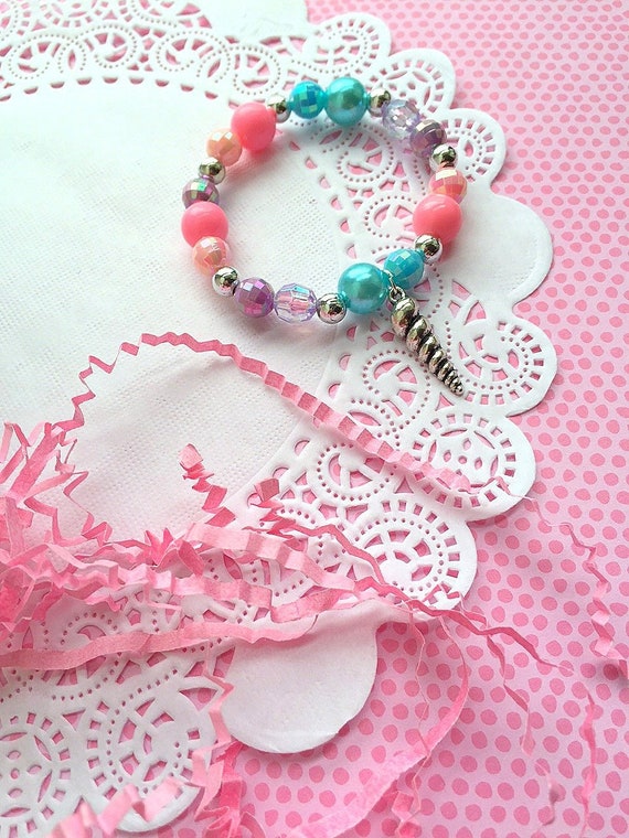 Unicorn bracelet favor, kids birthday party favor, pink, kids party favor, beaded jewelry, unicorn jewelry, kids jewelry, SET of TEN. Il_570xn