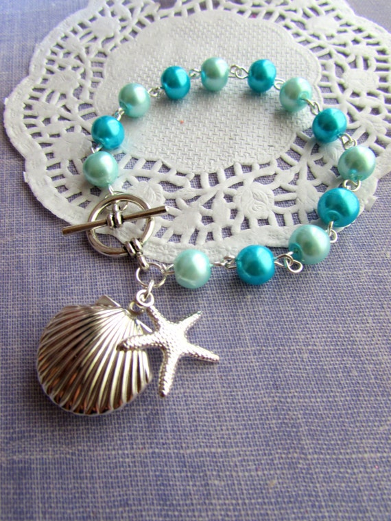 Shell locket, starfish, nautical themed. Destination wedding, vacation, inspired. Il_570xn