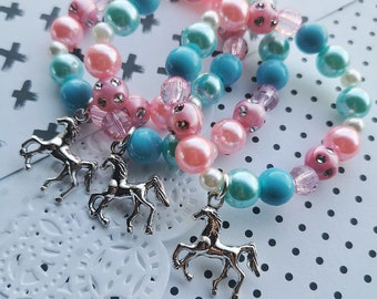 Set of TEN, Pony, Horse, party, children, birthday, party favor, bracelets, stretchy.