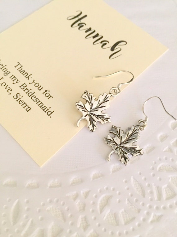 Autumn Leaf earring, bridesmaid gift, autumn wedding, silver plated. Il_570xn