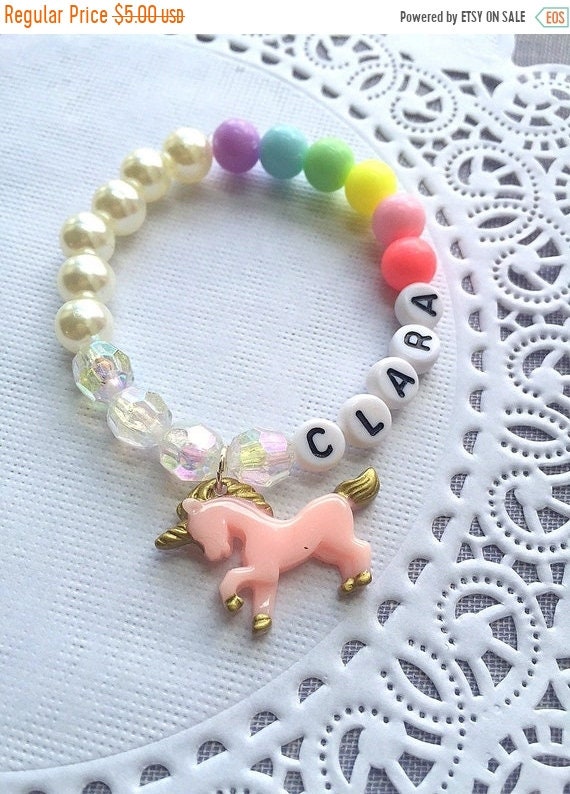End of Year SALE Unicorn bracelet, Unicorn jewelry, name bracelet, name jewelry, rainbow bracelet, rainbow jewelry, birthday favor, birthday Il_570xn