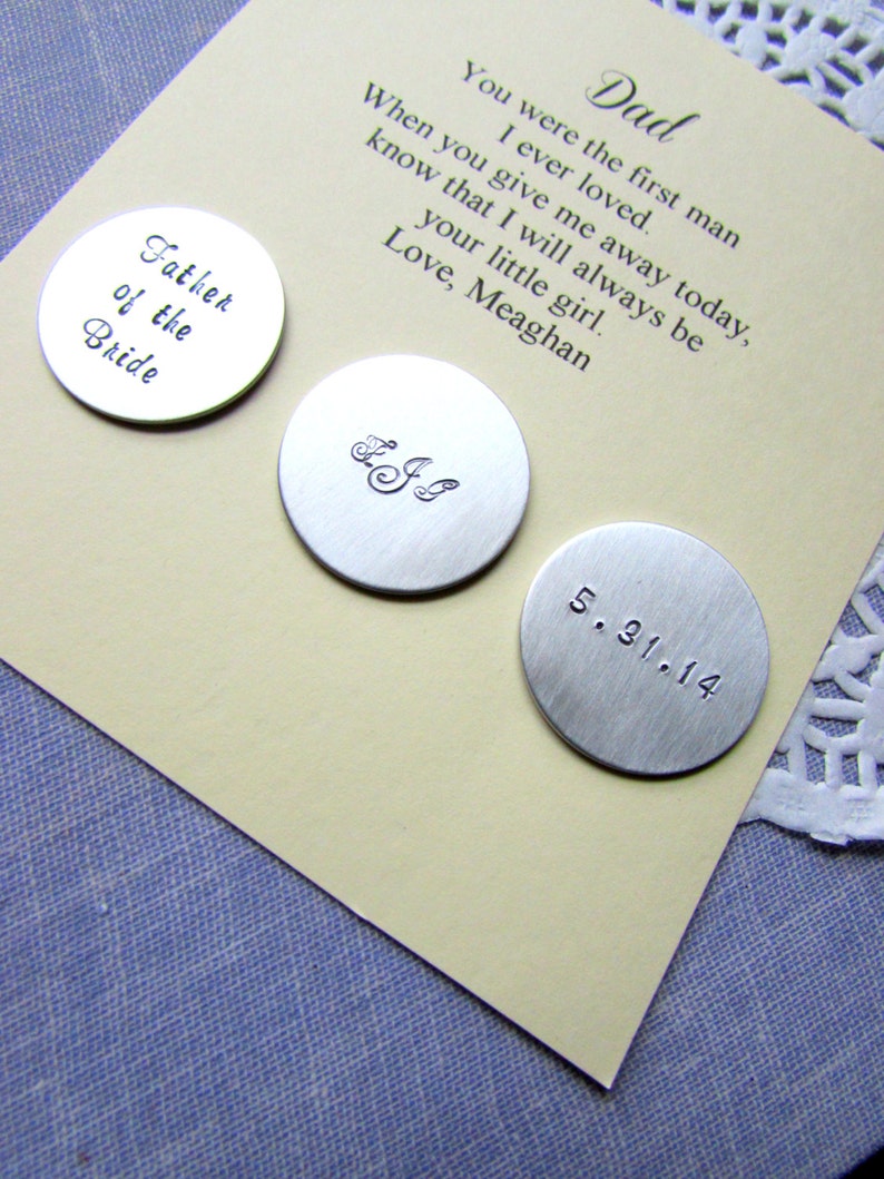 Father of the Bride gift, Golf ball markers. Set of THREE. Includes FREE personalized notecard, organza bag. image 2