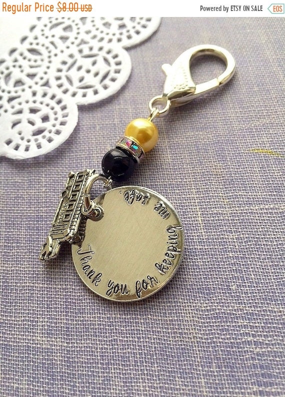 End of Year SALE Thank you for keeping me safe keychain, school bus driver keychain, school bus driver gift, handstamped keychain, handstamp Il_570xn