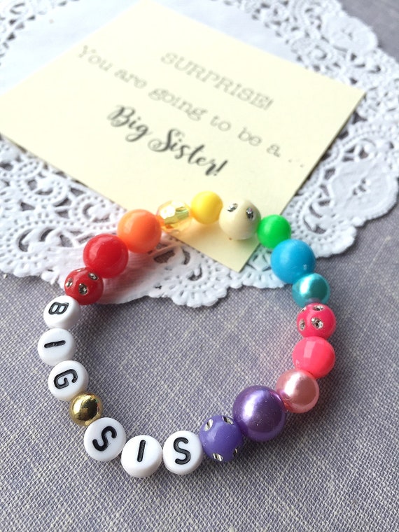 Mismatched Big Sister bracelet, big sister jewelry, big sister jewellery, rainbow bracelet, rainbow jewelry, Comes with Fun card. Il_570xn