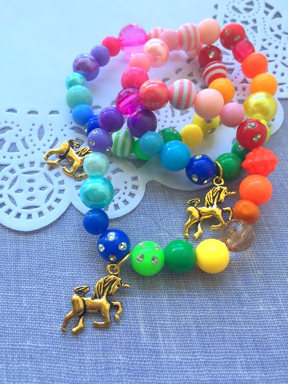 Unicorn bracelet rainbow jewelry MISMATCHED rainbow | Etsy