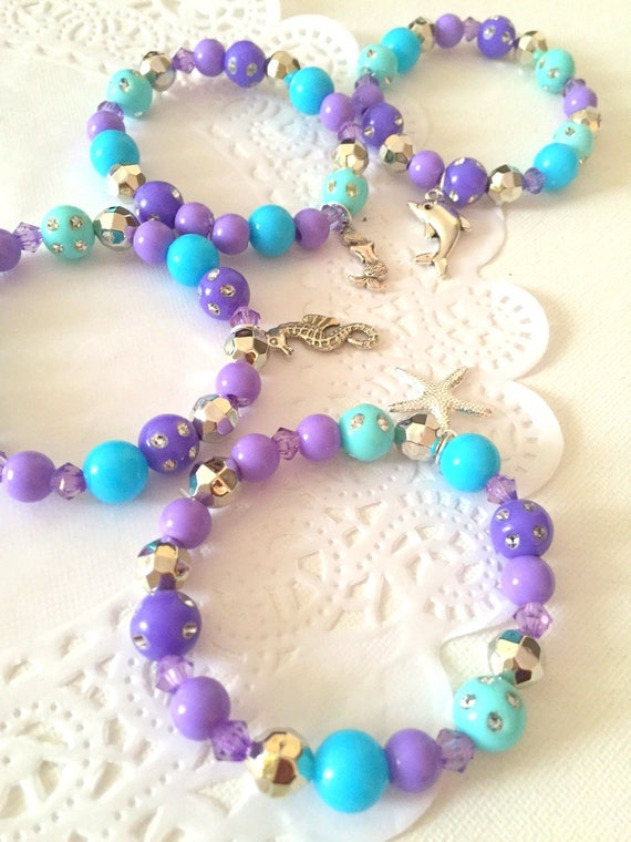 SET of 15, Mermaid jewelry, mermaid bracelet, under the sea party, kids birthday party, kids bracelet favor, starfish jewelry. Il_570xn