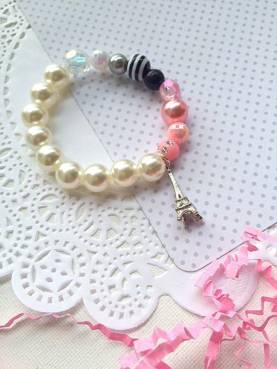 SET of SEVEN, Eiffel tower bracelet, Parisian inspired birthday party, birthday party favor, kids birthday, kids bracelets, Eiffel Tower. Il_570xn