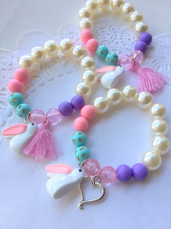 Easter bracelet, bunny bracelet, easter jewelry, rabbit bracelet, bunny jewelry, kids bracelet, kids jewelry, ONE (1) bracelet. Il_570xn