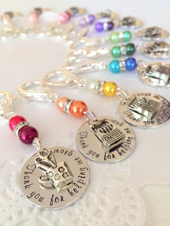Daycare, ece teacher, crayon charm, ONE keychain. thank you for helping me grow, keychain, purse clip, zipper pull. key chain. Il_570xn