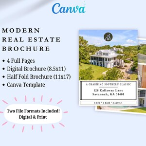 Brochure immobiliare di lusso, marketing immobiliare, volantino immobiliare, modello Canva