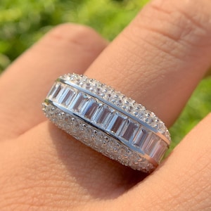 14k Gold Baguette & Round Diamond Eternity Band - Stacking Wedding Ring