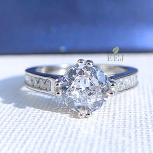 925 Sterling Silver Ring | Antique Vintage  White Round Cut Diamond Wedding Engagement Ring Set | Art Deco Bridal Ring | Promise Ring