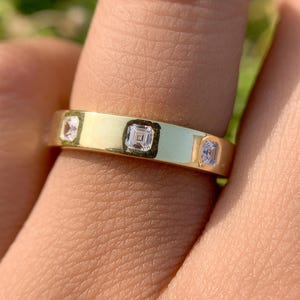 Asscher Cut Moissanite Eternity Band | In het lab gekweekte diamant, massief goud