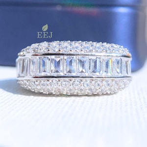 Stacking Diamond Ring | Minimalist Design | 14k Solid Gold Baguette and Round Diamond Half Eternity Band | Dainty Wedding Ring |Harper