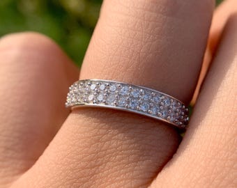 14K Moissanite Pave Diamond Wedding Band | Anniversary Ring