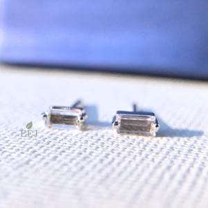 Baguette Diamond Earrings Minimalist | Trending Baguette Studs | Perfect Second Piercing Earrings | Bridesmaid Gifts |Baguette Stud Earrings