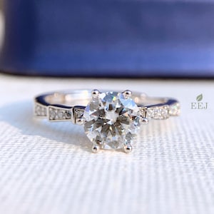 6-Prong Round Cut Solitaire Moissanite Engagement Ring | Classic Solitaire Engagement ring |  Dainty Moissanite Ring|925 Silver Promise Ring