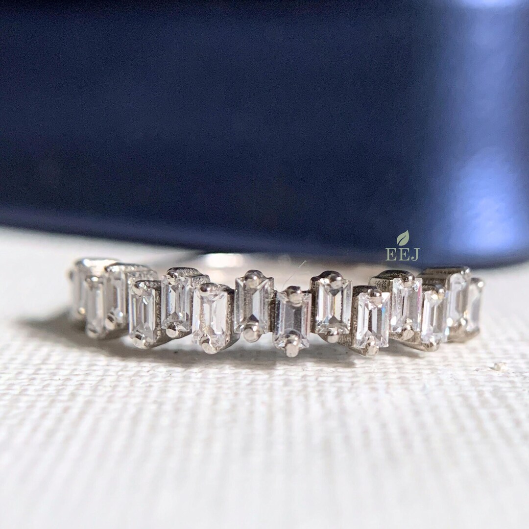 Lab Grown Diamonds Baguette Cut Diamond Wedding Band | Half Eternity ...