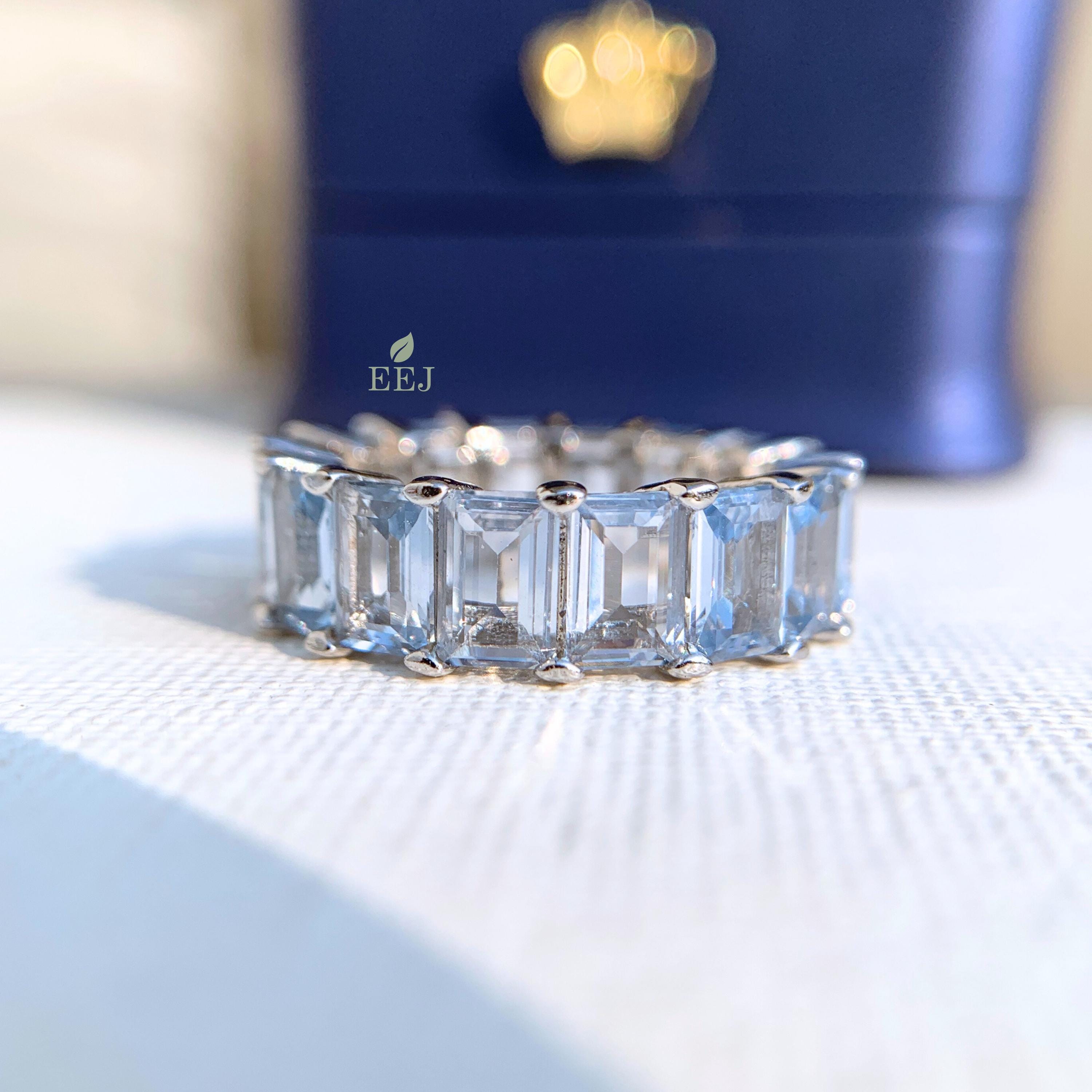 Emerald Cut Lab Grown Diamond Wedding Band: Stackable Eternity Ring - Etsy
