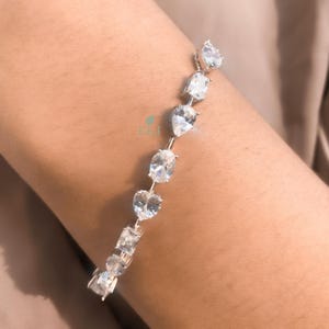 Multi Shape Gold Moissanite Tennis Bracelet | VVS1 Moissanite Tennis Bracelet | 18k Gold or Sterling Silver Sparkling Diamond Chain