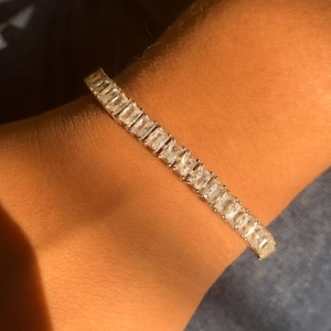 14K Gold Emerald Tennis Bracelet | Dainty Bracelet | Bracelet for Woman | Bridesmaid Gift | Silver Bracelet | Emerald Tennis Bracelet| Gifts