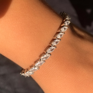 Marquise Diamond Tennis Bracelet Minimalist | Diamond Marquise Bracelet | Perfect Wedding Jewelry | Women Matching Bracelet Diamond Bracelet