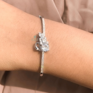 14l Solid Gold Bangle Bracelet | Vintage Diamond Bangle Bracelet | Minimalist Bracelet | Dainty Bracelet |  Gift for Her | Gold Bracelet