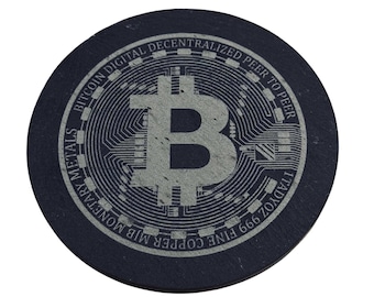 2x Bitcoin slate coasters - Elegant slate plate as stylish crypto decoration