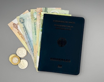 Handmade passport cover Germany – Passport Cover, German Passport, minimalist, individual, Compact passport covers, Bleu Germany