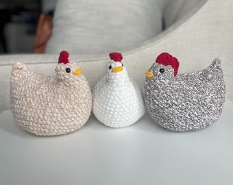 Handmade Crochet Chicken Plushies, farm plushies
